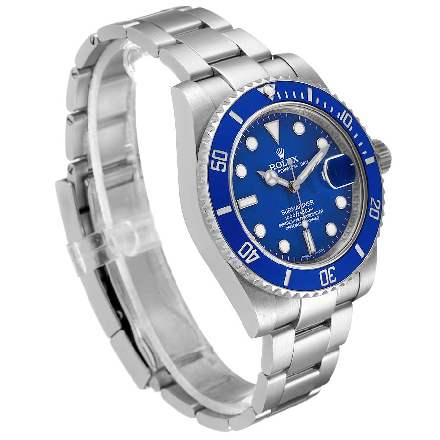 Rolex Submariner Blue Dial White Gold 40 MM - angled view
