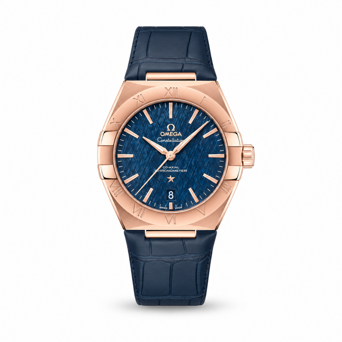 Omega Constellation Sedna Gold blue dial front view