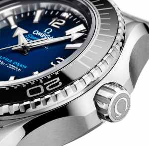 Omega Seamaster Planet Ocean 600M crown and bezel detail