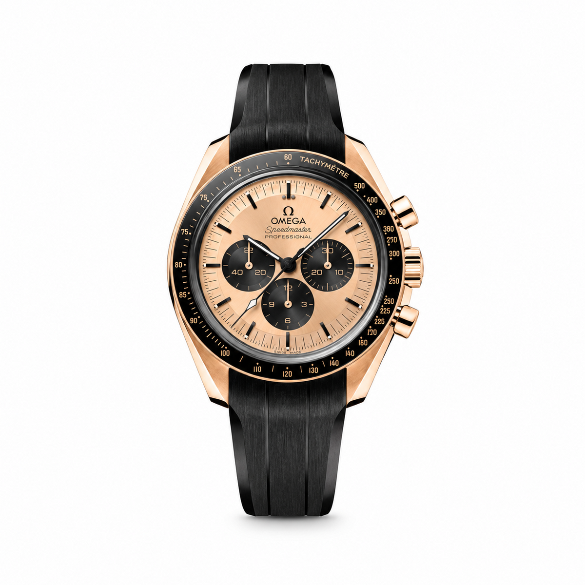 Omega Speedmaster Moonwatch Professional Moonshine Gold front view