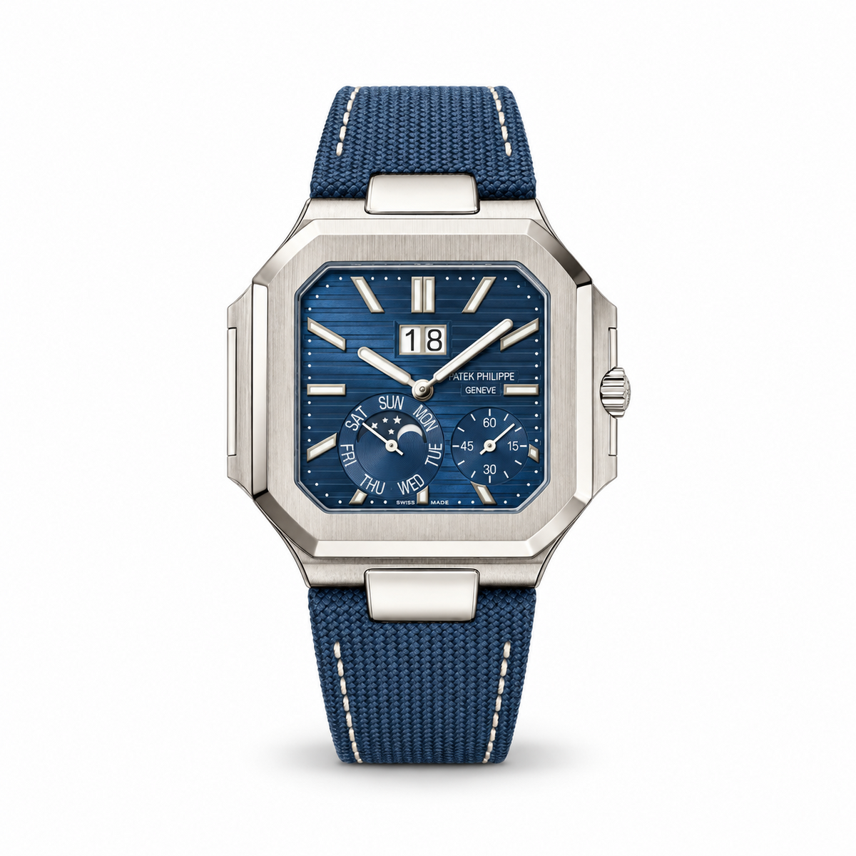 Patek Philippe Cubitus 5822P-001 blue dial front view